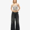 Essentiële cropped cami-top met kanten rand