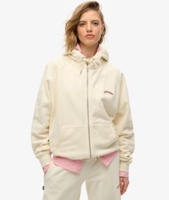 Essentiële oversized raglan-hoodie met rits en logo
