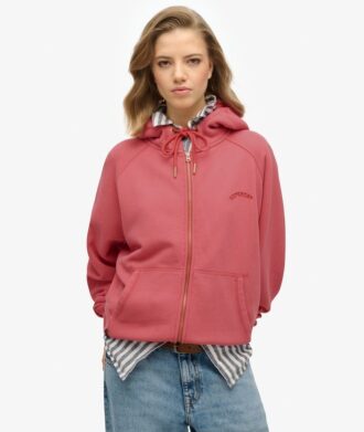 Essentiële oversized raglan-hoodie met rits en logo
