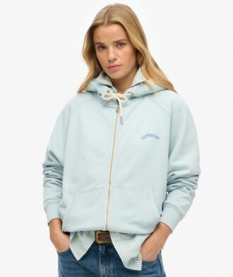 Essentiële oversized raglan-hoodie met rits en logo