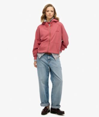 Essentiële oversized raglan-hoodie met rits en logo