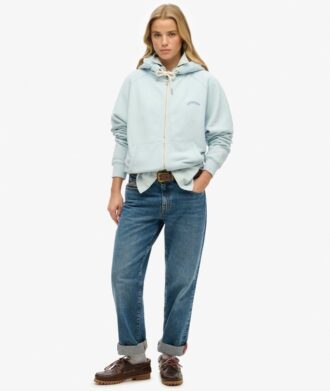 Essentiële oversized raglan-hoodie met rits en logo