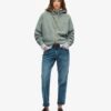 Essentiële oversized raglan-hoodie met rits en logo