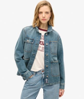Geborduurd denim werkjack
