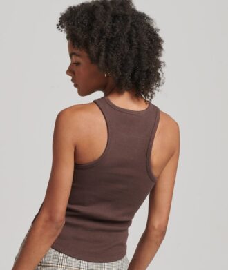 Geborduurde Skinny Racer Tank met ribboord