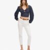 Geweven crop top met lange mouwen