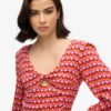 Geweven crop top met lange mouwen