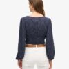 Geweven crop top met lange mouwen