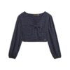 Geweven crop top met lange mouwen