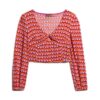 Geweven crop top met lange mouwen
