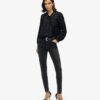 Geweven kanten blouse met lange mouwen