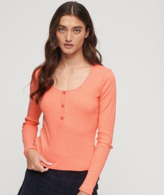 Henley-shirt met lange mouwen en ribboord