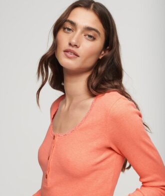 Henley-shirt met lange mouwen en ribboord