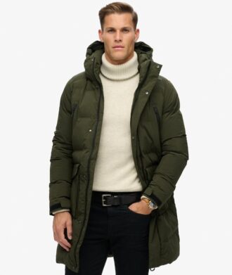 Hooded lange gewatteerde jas met capuchon