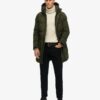 Hooded lange gewatteerde jas met capuchon Hooded lange gewatteerde jas met capuchon
