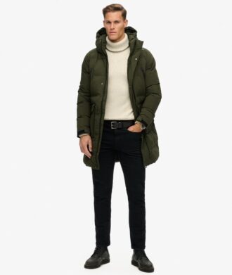 Hooded lange gewatteerde jas met capuchon