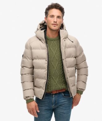 Hooded Tweed Sport Puffer Jacket
