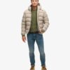 Hooded Tweed Sport Puffer Jacket