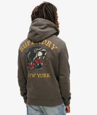 Hoodie met losse pasvorm en tattoo-afbeelding op de rug
