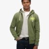 Hoodie met rits en neon Vintage logo-print