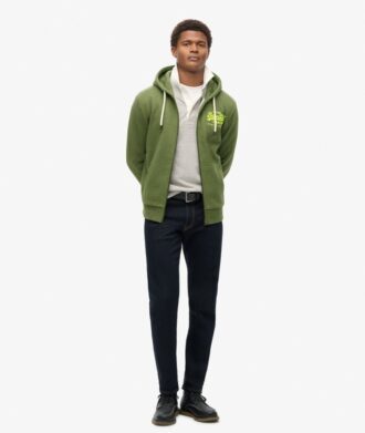 Hoodie met rits en neon Vintage logo-print