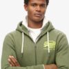 Hoodie met rits en neon Vintage logo-print