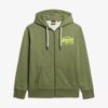 Hoodie met rits en neon Vintage logo-print