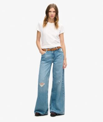 Jeans met wijde pijpen en onafgewerkte zoom