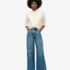 Jeans met wijde pijpen en onafgewerkte zoom