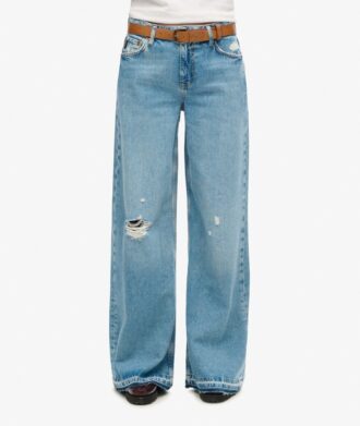 Jeans met wijde pijpen en onafgewerkte zoom