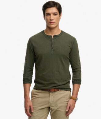 Jersey Henley-top met lange mouwen