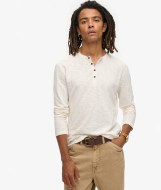 Jersey Henley-top met lange mouwen