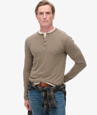 Jersey Henley-top met lange mouwen