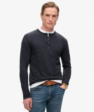 Jersey Henley-top met lange mouwen