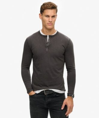 Jersey Henley-top met lange mouwen