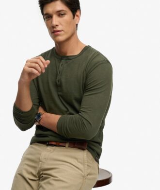 Jersey Henley-top met lange mouwen