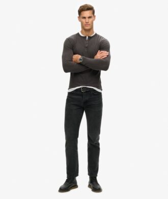 Jersey Henley-top met lange mouwen