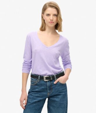 Jersey top met lange mouwen en V-hals