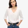 Jersey top met lange mouwen en V-hals Jersey top met lange mouwen en V-hals