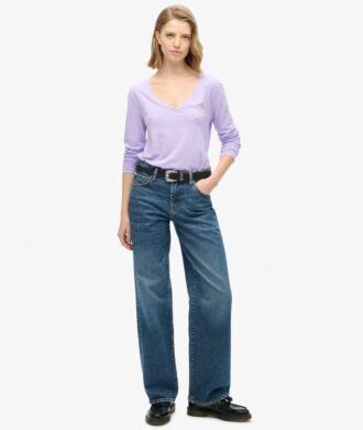 Jersey top met lange mouwen en V-hals