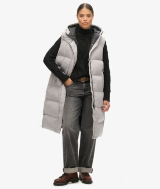 Lang gewatteerd Hooded Gilet