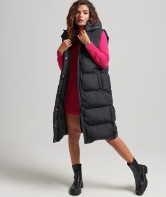 Lang gewatteerd Hooded Gilet