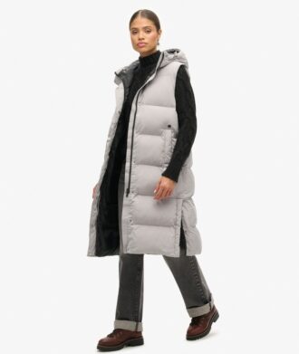 Lang gewatteerd Hooded Gilet