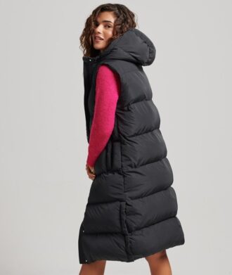 Lang gewatteerd Hooded Gilet