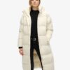 Lange Puffer-Jacke mit Capuchon