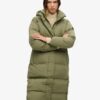 Lange Puffer-Jacke mit Capuchon
