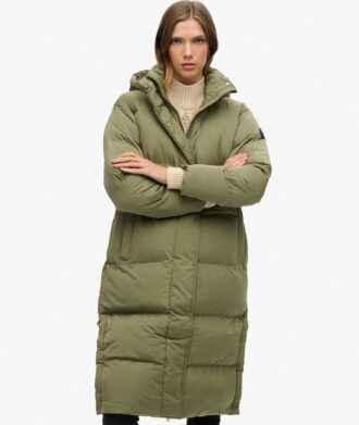 Lange Puffer-Jacke mit Capuchon