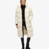 Lange Puffer-Jacke mit Capuchon