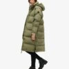 Lange Puffer-Jacke mit Capuchon