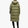 Lange Puffer-Jacke mit Capuchon